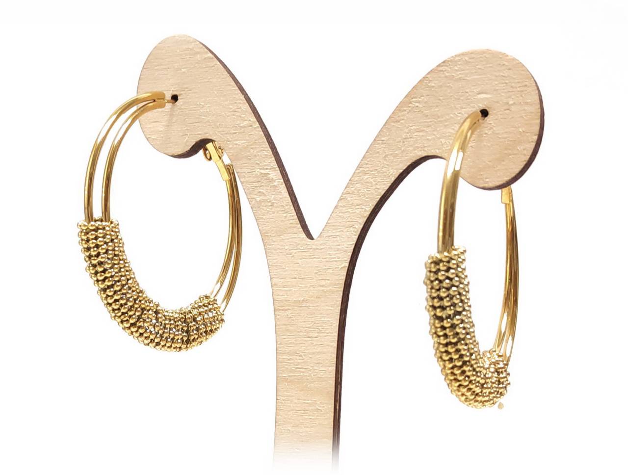 Κυκλικά Χρυσά Σκουλαρίκια με Κρεμαστά Στοιχεία | 2412-105X