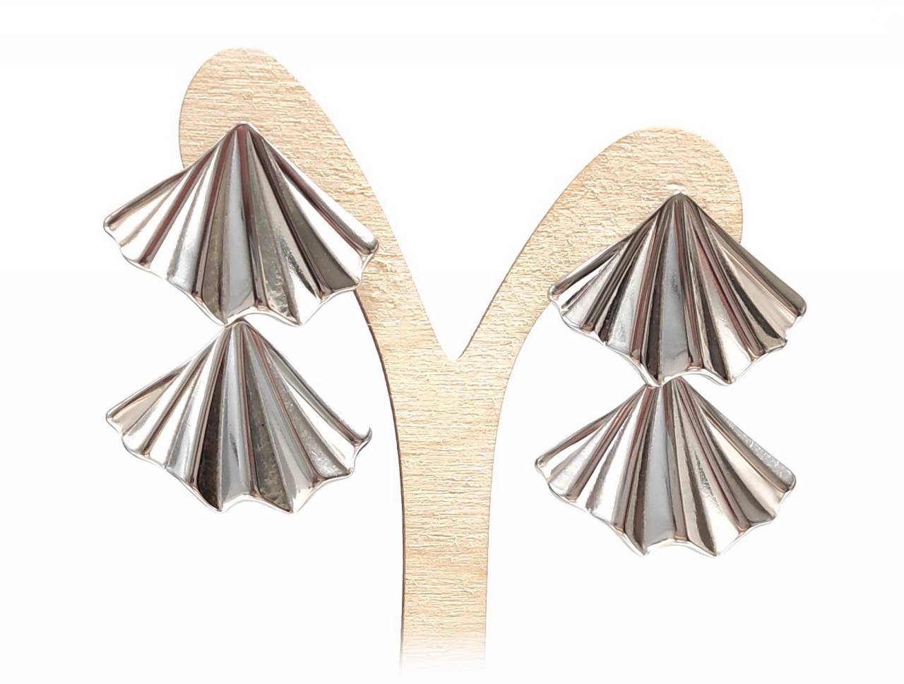 Σκουλαρίκια Ασημένια Ανεμοδαρμένου Φύλλου Στιλάτο Σχέδιο | 2412-111A