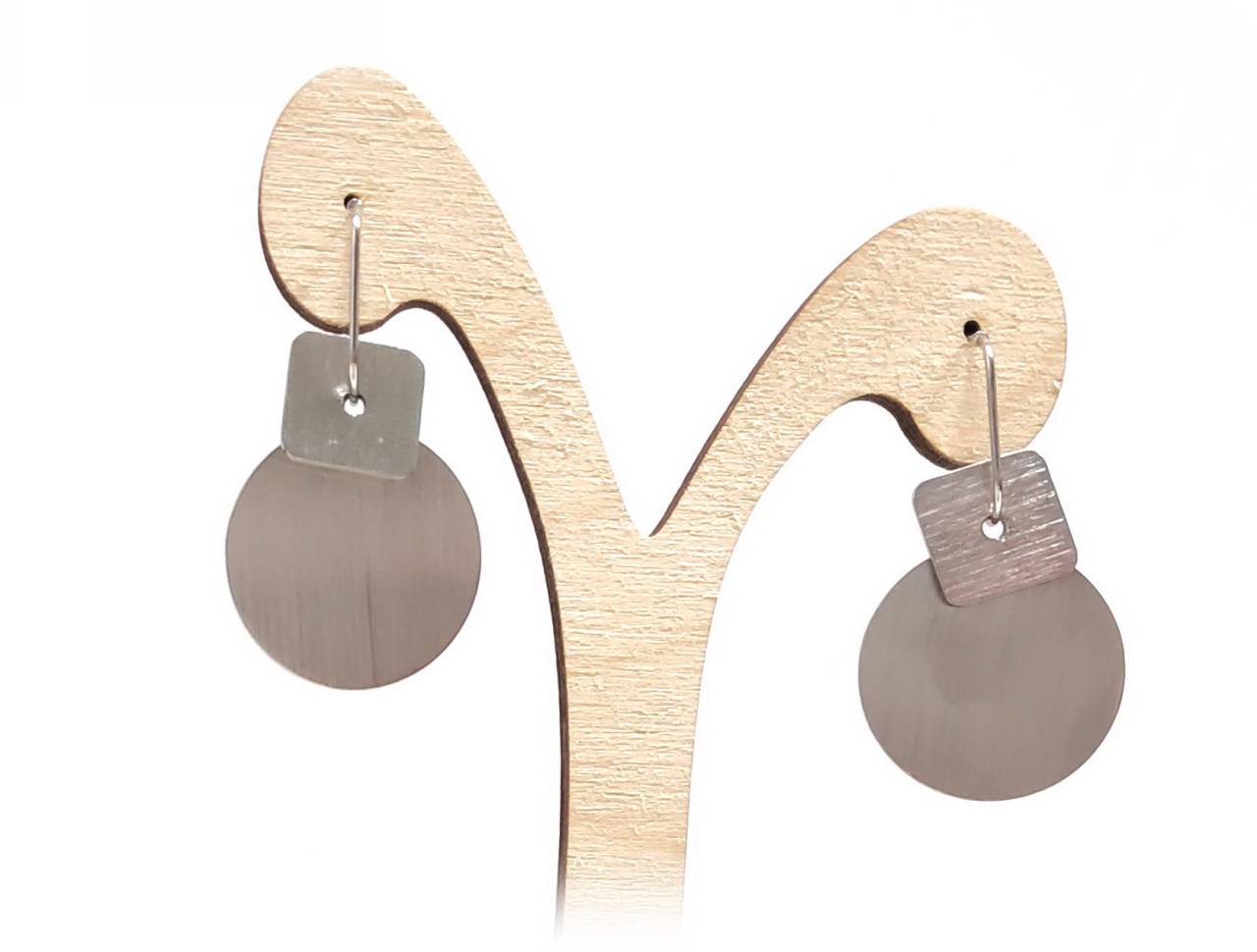 Μοντέρνα Γυναικεία Σκουλαρίκια με Δισκοειδές και Τετράγωνο Σχέδιο | 2412-118A