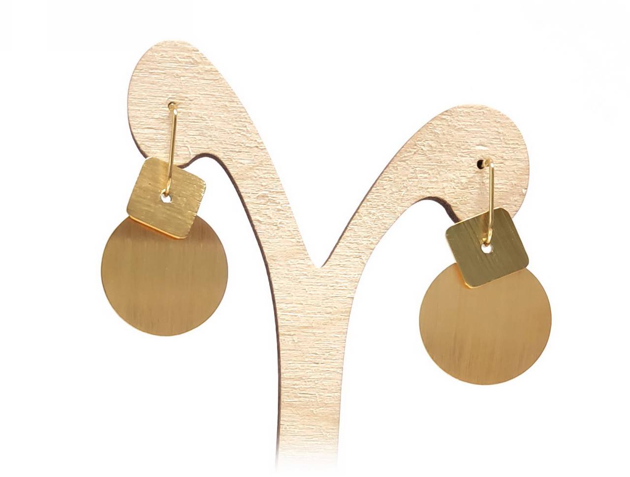 Μοντέρνα Γυναικεία Σκουλαρίκια με Γεωμετρικά Σχήματα σε Χρυσαφί Απόχρωση | 2412-118X