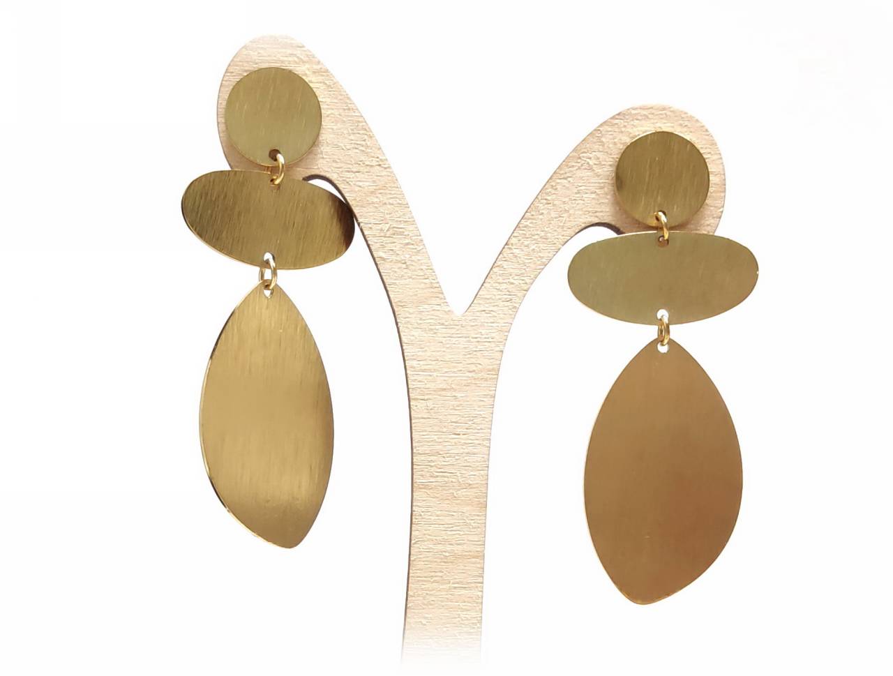 Κομψά Γυναικεία Σκουλαρίκια με Γεωμετρικά Σχήματα και Χρυσή Απόχρωση | 2412-124X