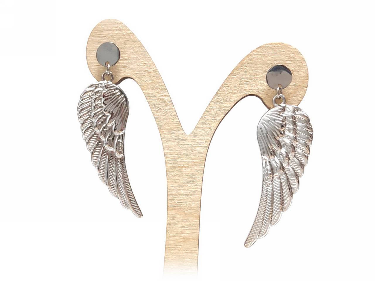 Κομψά Σκουλαρίκια Φτερό σε Ασημί Απόχρωση με Λεπτομερή Διακόσμηση | 2412-130A