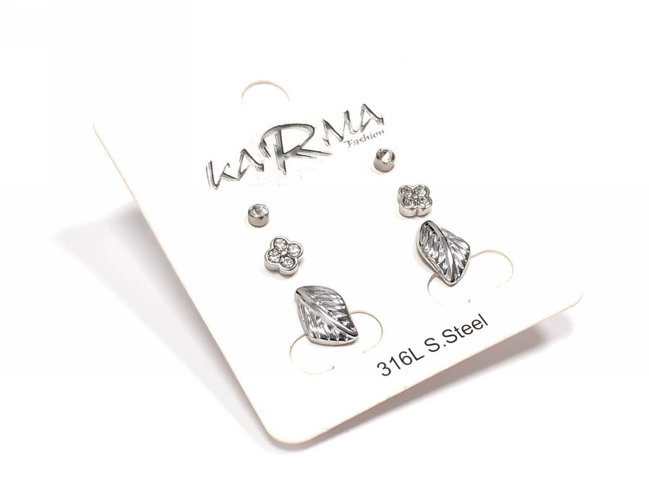 Σετ Γυναικεία Σκουλαρίκια Ανοξείδωτα με Σχέδια Λουλουδιών, Φύλλων & Κλασικά Στρογγυλά | 2412-135A