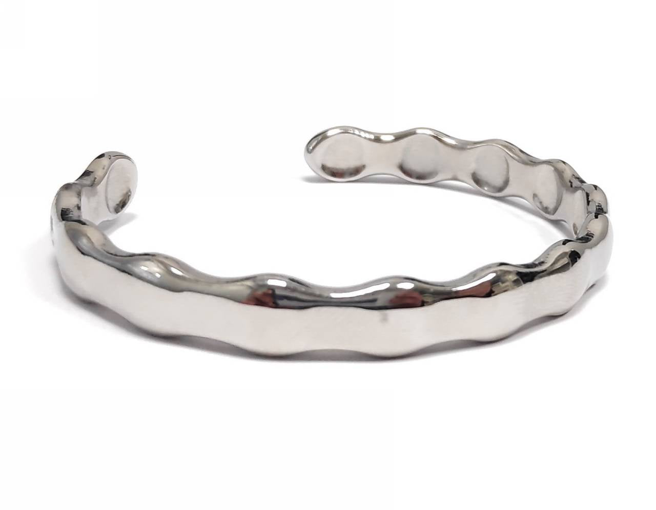 Κομψό Ασημένιο Βραχιόλι με Μοντέρνο Κυματιστό Σχέδιο και Ανοιχτό Τελείωμα | 2412-203A