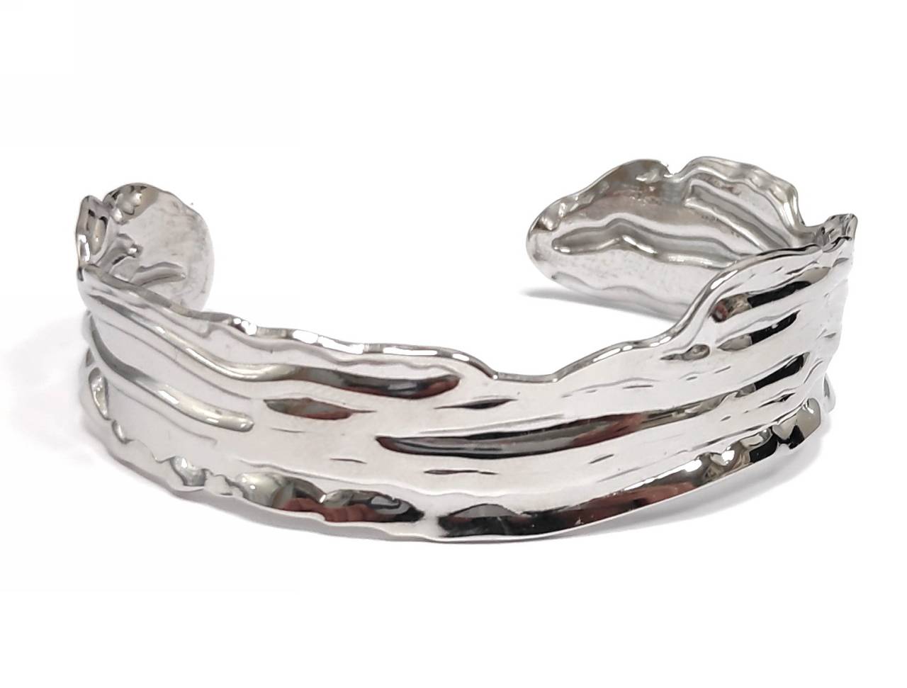 Μοντέρνο Ασημένιο Βραχιόλι με Κυματοειδές Σχέδιο και Τρισδιάστατη Υφή | 2412-216A