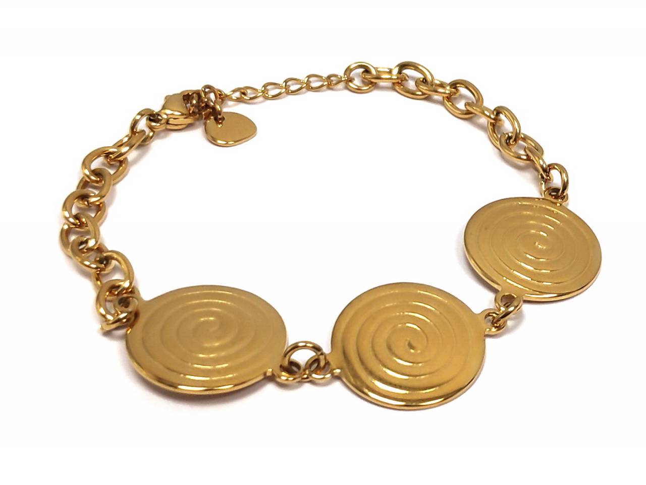 Χρυσό Γυναικείο Βραχιόλι με Στοιχεία Σπείρας και Καρδιάς | 2412-326X