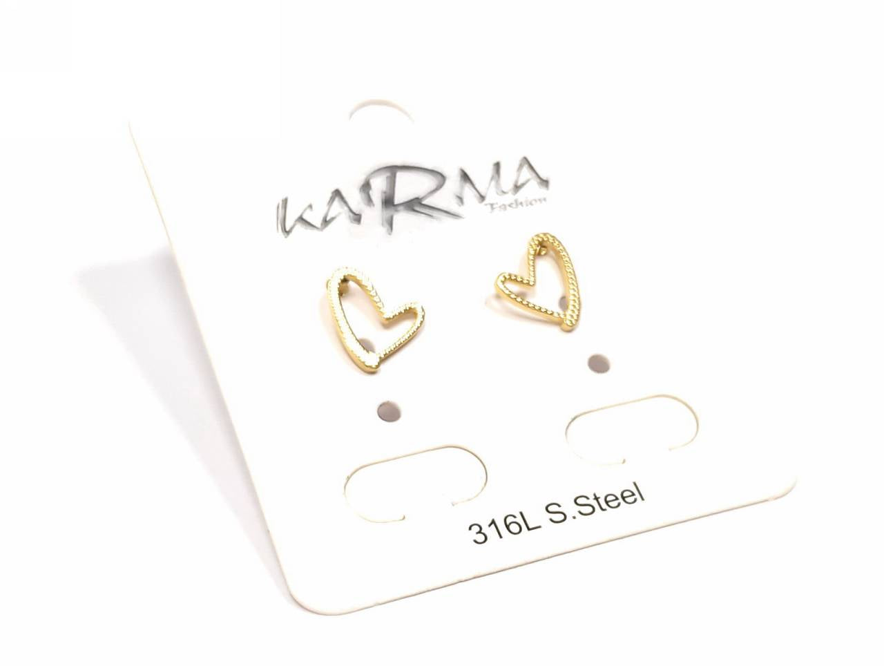 Κομψά Σκουλαρίκια Καρδιά με Χρυσό Τελείωμα και Διακοσμητική Υφή από Ανοξείδωτο Ατσάλι | 2412-402X