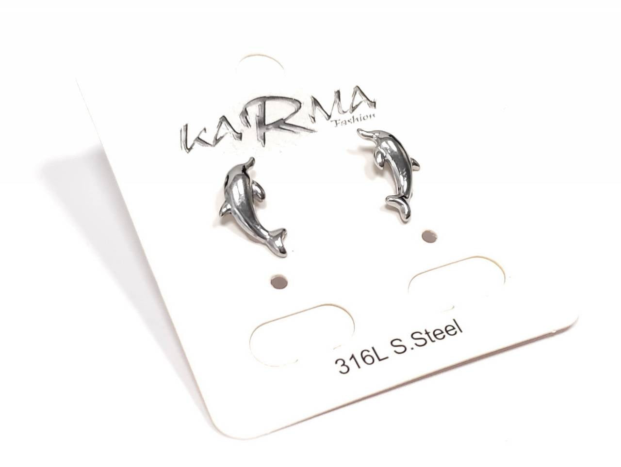 Κομψά Σκουλαρίκια Δελφίνι από Ανοξείδωτο Ατσάλι | 2412-406A