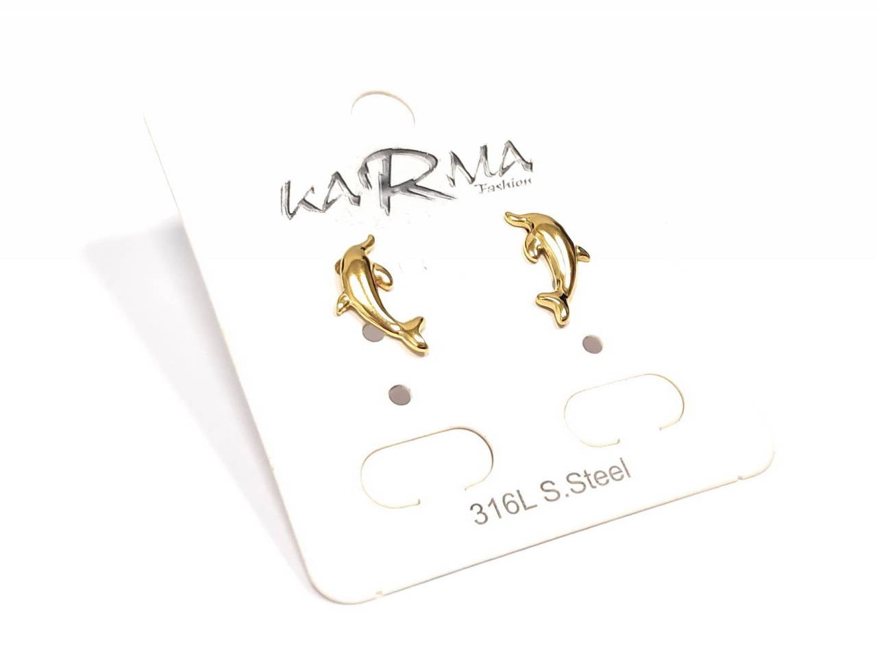 Χρυσαφένια Σκουλαρίκια Δελφίνια από Ατσάλι Υποαλλεργικά & Ανθεκτικά | 2412-406X