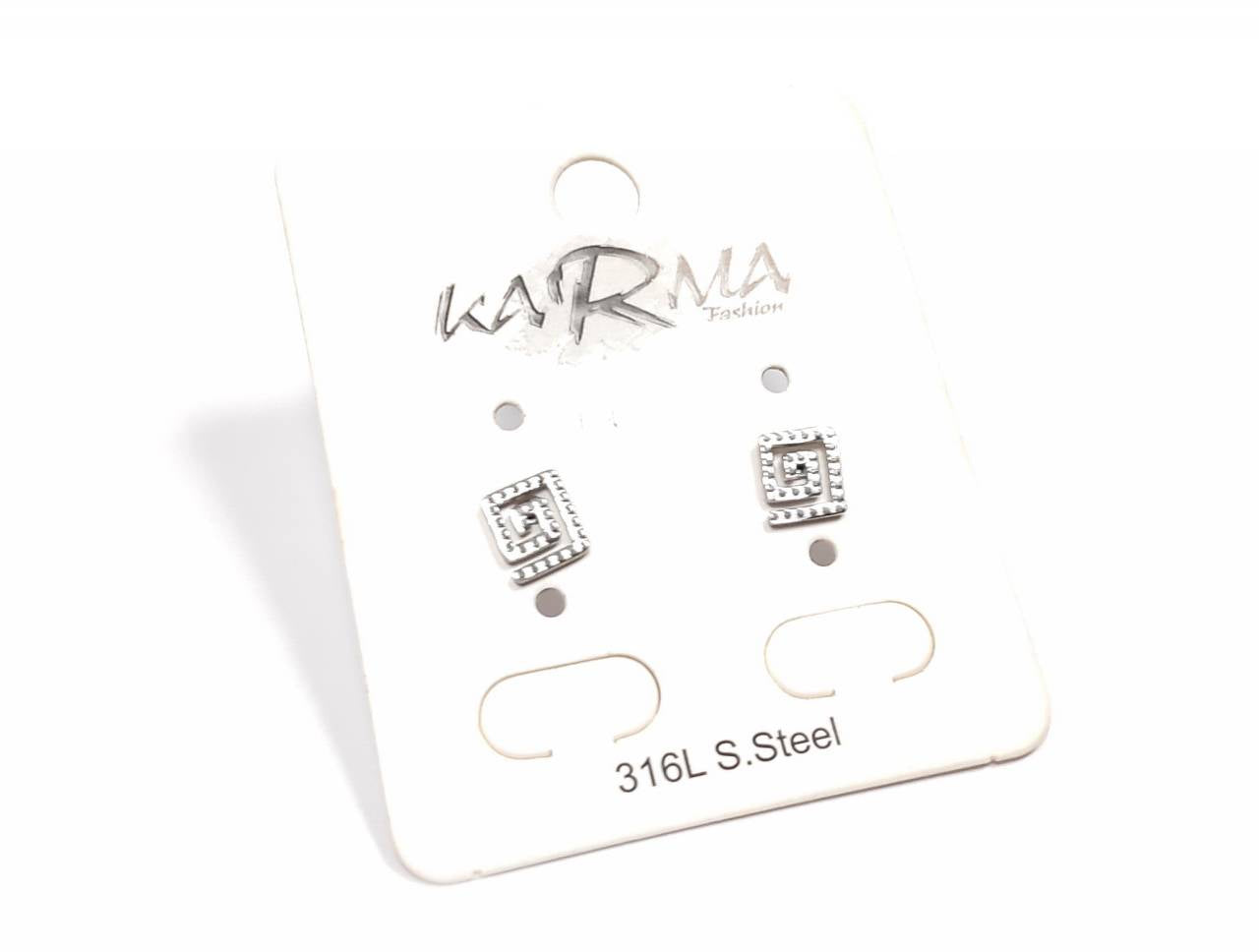 Κομψά Ασημένια Σκουλαρίκια με Διαφανείς Κρύσταλλους σε Τετράγωνο Σχέδιο | 2412-410A