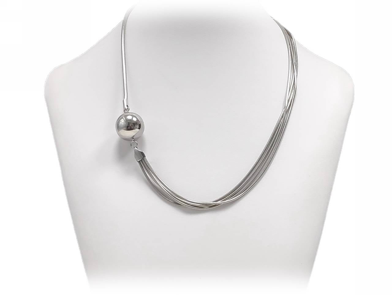 Κολιέ με Λεπτή Αλυσίδα και Μεγάλη Μεταλλική Στρογγυλή Χάντρα | 2412-508A