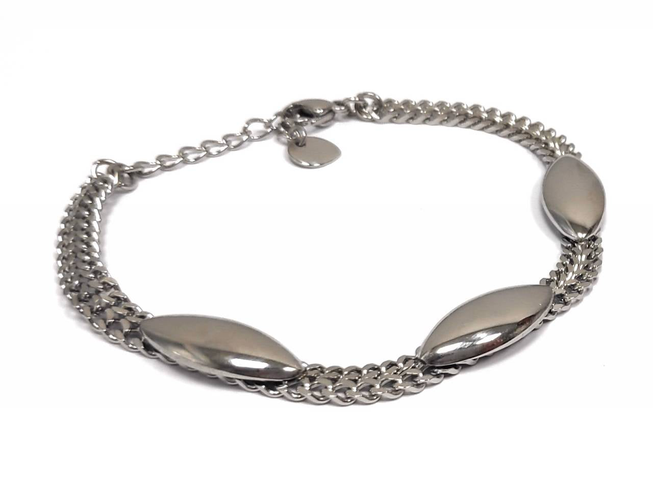 Λεπτεπίλεπτο Γυναικείο Βραχιόλι με Μεταλλικά Οβάλ Στοιχεία και Ασημί Χρώμα | 2412-509A