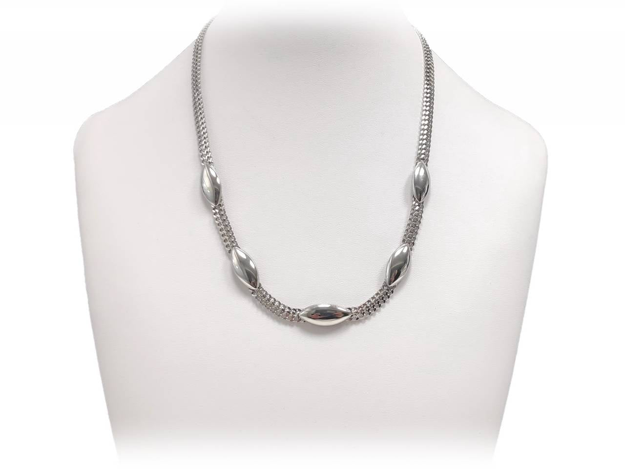 Κομψό Γυναικείο Κολιέ με Λεπτή Πλεγμένη Αλυσίδα και Επίπεδα Οβάλ Στοιχεία | 2412-510A