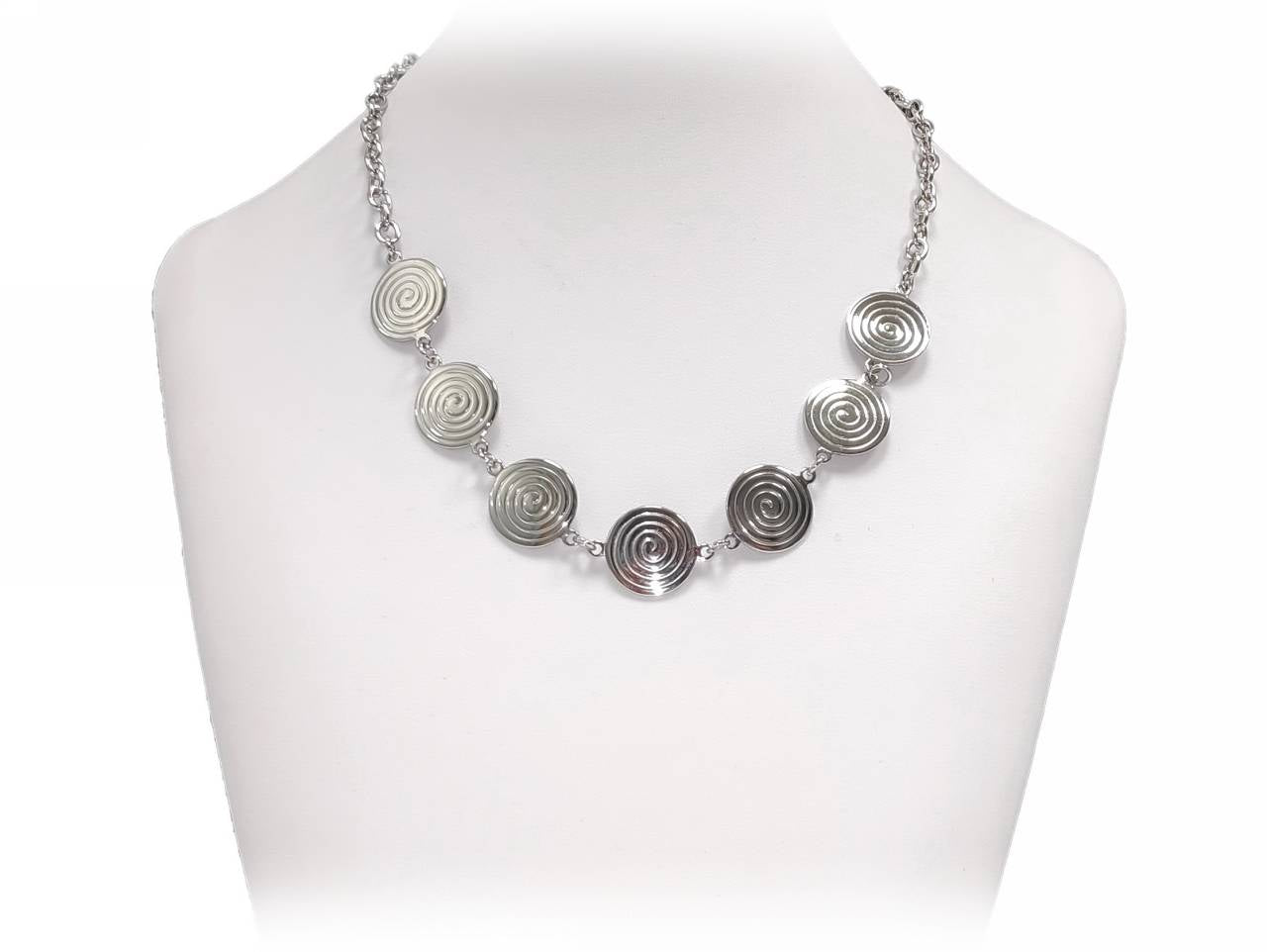 Κολιέ Ασημένιο με Σπειροειδή Σχέδιο και Λαμπερή Αντανάκλαση | 2412-532A