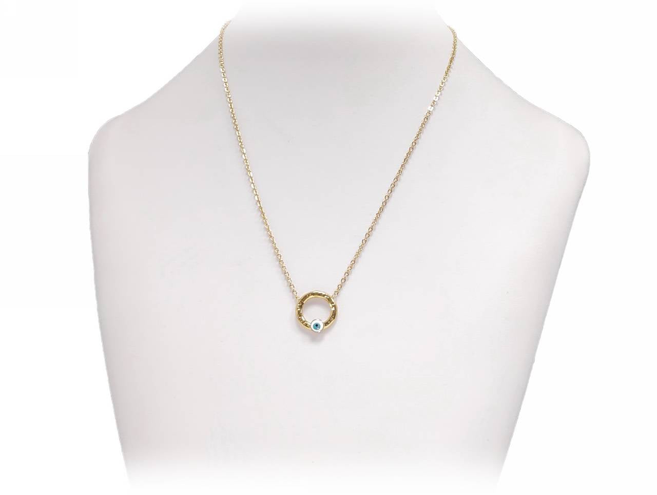 Γυναικείο Κολιέ Χρυσό με Μενταγιόν Μάτι σε Μπλε και Μαύρο Χρώμα | 2412-551X