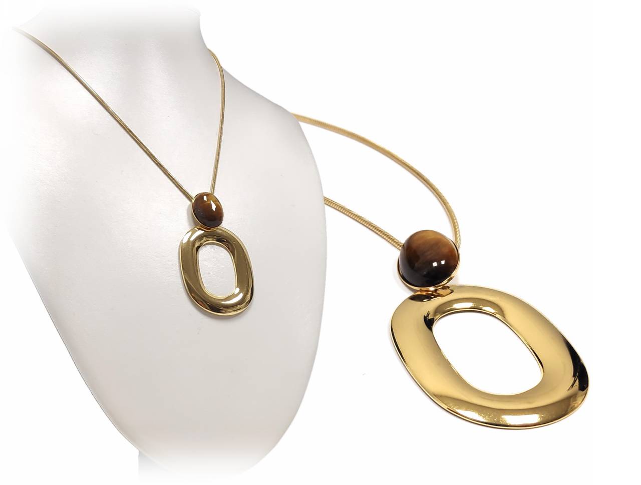 Μοντέρνο Γυναικείο Κολιέ με Χρυσή Αλυσίδα και Ασύμμετρο Οβάλ Κρεμαστό Διακόσμηση | 2412-561X