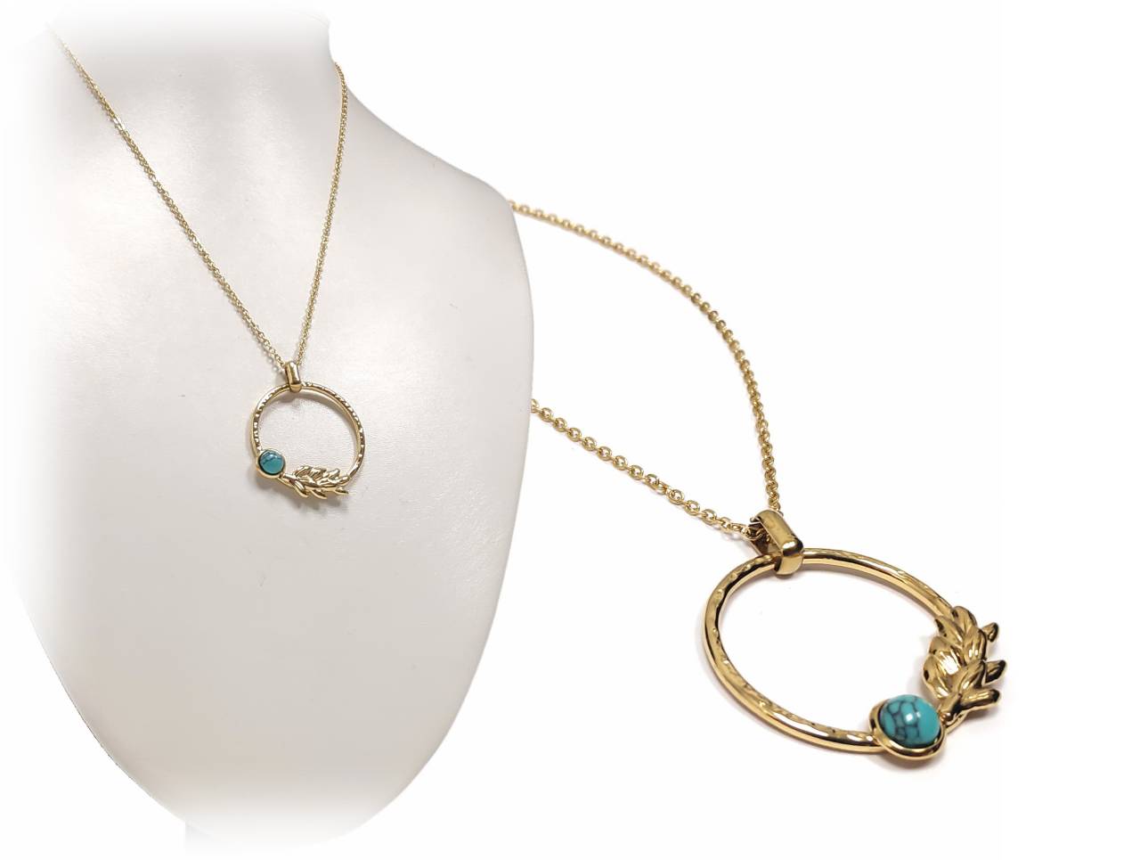 Κολιέ με Λεπτή Χρυσή Αλυσίδα και Διακοσμητικό Στοιχείο Κύκλου με Φυλλώδες Μοτίβο | 2412-567X