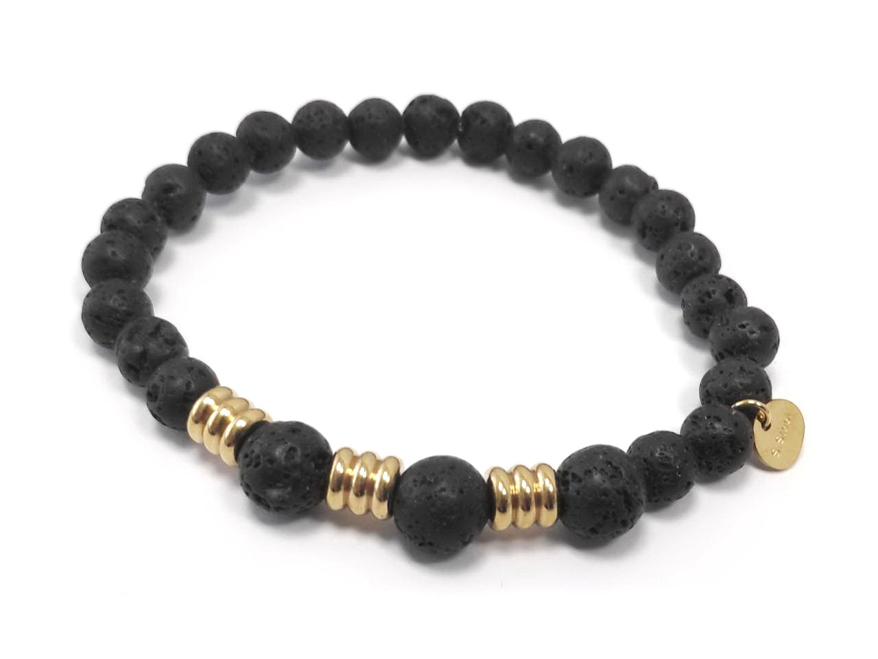 Βραχιόλι Ατσάλι 316L, με λάβα σε χρώμα Χρυσαφί