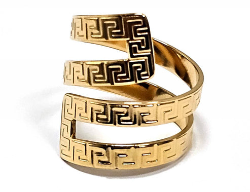 Golden Ring with Greek Meander