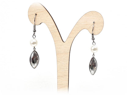 Σκουλαρίκια Ατσάλι Ατσάλι 316L, με πέρλα σε χρώμα Ασημί