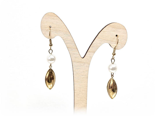 Σκουλαρίκια Ατσάλι Ατσάλι 316L, με πέρλα σε χρώμα Χρυσαφί