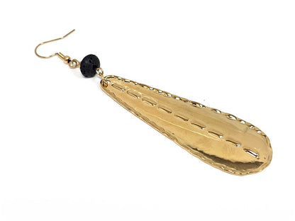 Σκουλαρίκια Πέτρα Ατσάλι 316L, με λάβα σε χρώμα Χρυσαφί