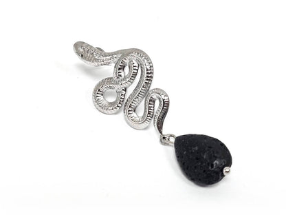 Σκουλαρίκια Πέτρα Ατσάλι 316L, φίδι με λάβα σε χρώμα Ασημί