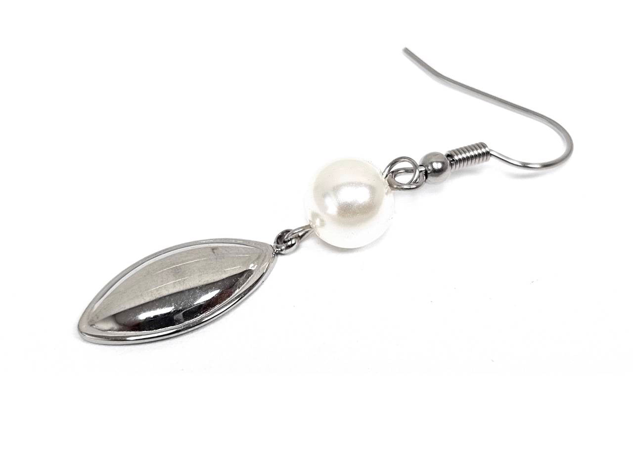 Σκουλαρίκια Ατσάλι Ατσάλι 316L, με πέρλα σε χρώμα Ασημί