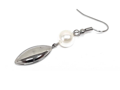 Σκουλαρίκια Ατσάλι Ατσάλι 316L, με πέρλα σε χρώμα Ασημί