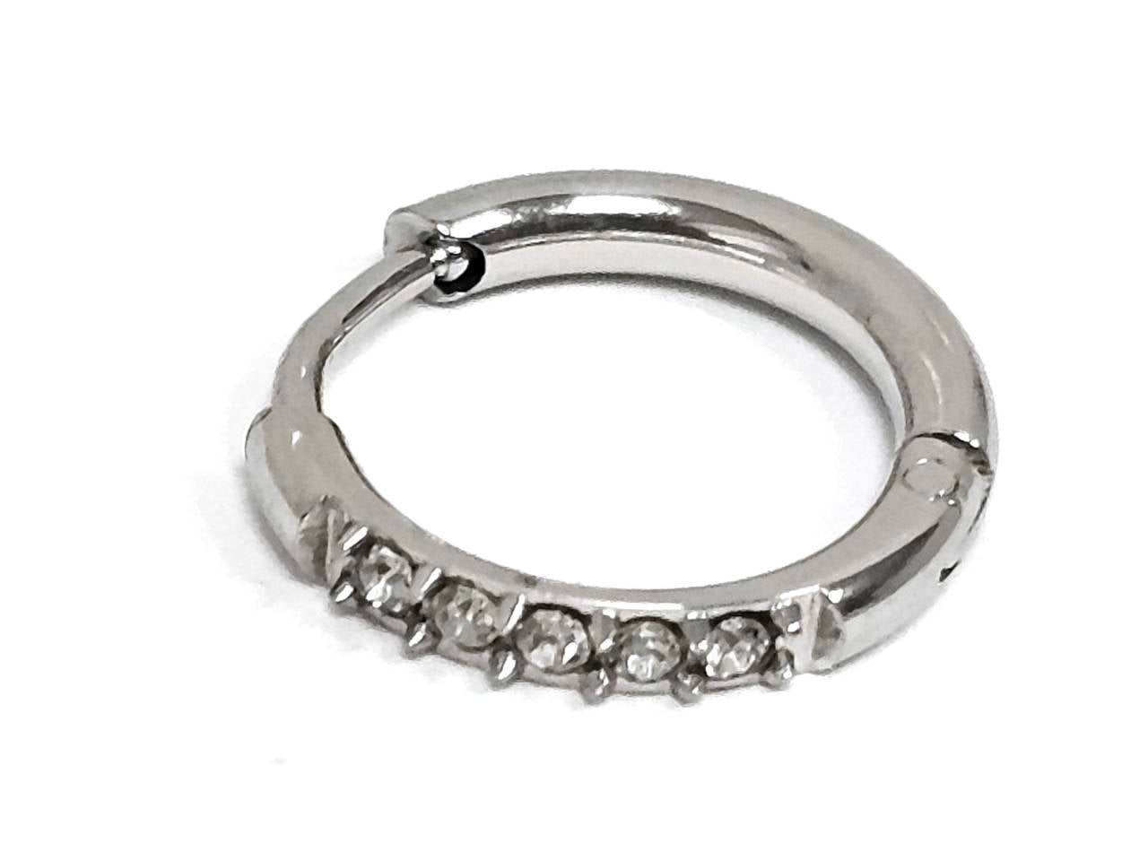 Σκουλαρίκια Ατσάλι Ατσάλι 316L, κρίκος με στρας σε χρώμα Ασημί