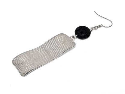 Σκουλαρίκια Πέτρα Ατσάλι 316L, με λάβα σε χρώμα Ασημί