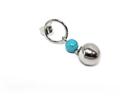 Σκουλαρίκια Πέτρα Ατσάλι 316L, με τυρκουάζ σε χρώμα Ασημί