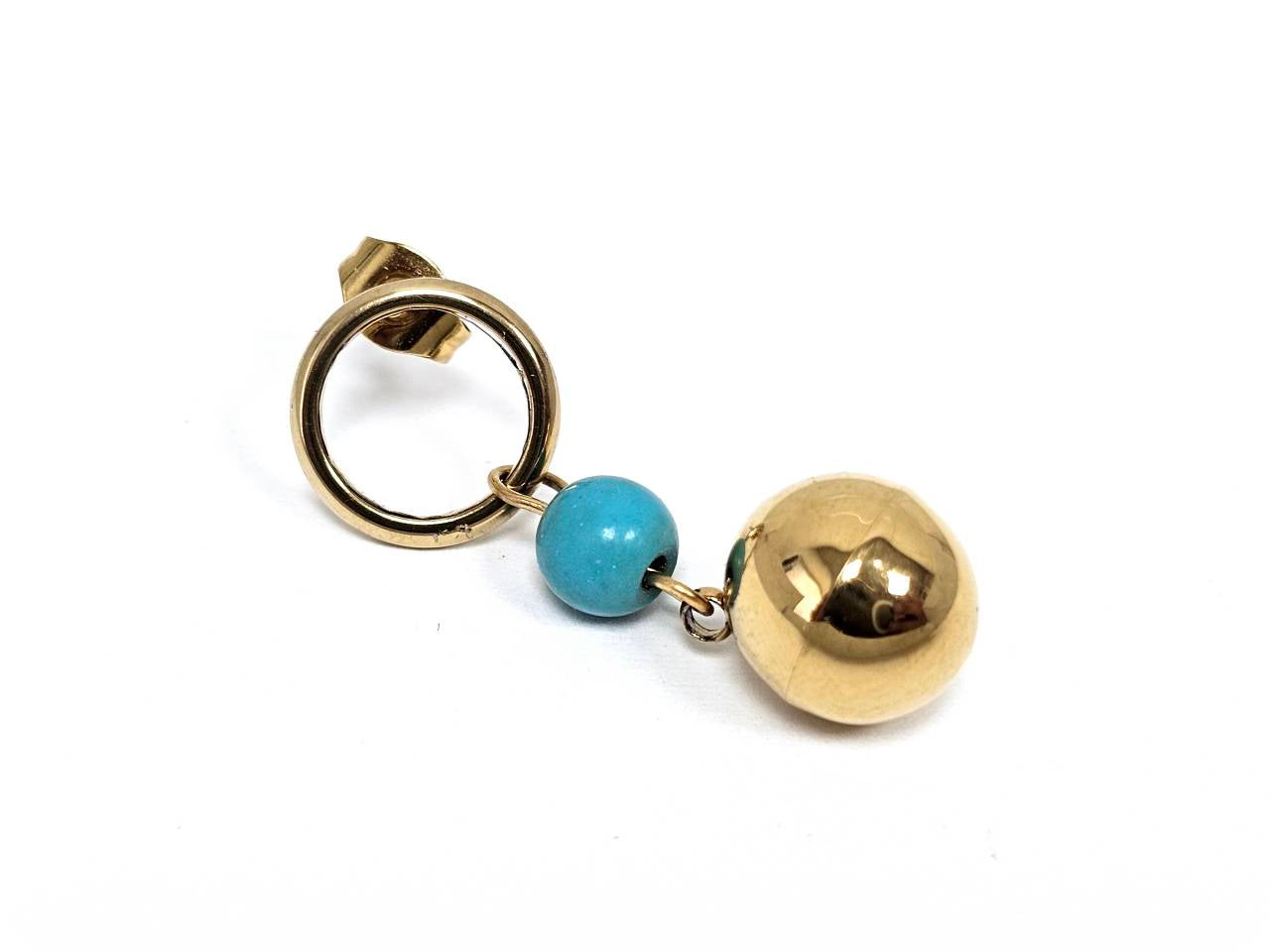 Σκουλαρίκια Πέτρα Ατσάλι 316L, με τυρκουάζ σε χρώμα Χρυσαφί