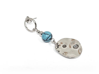 Σκουλαρίκια Πέτρα Ατσάλι 316L, με τυρκουάζ σε χρώμα Ασημί