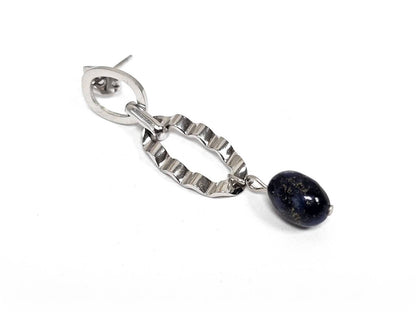 Σκουλαρίκια Πέτρα Ατσάλι 316L, με Lapis σε χρώμα Ασημί