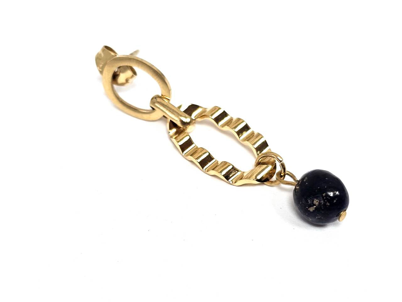 Σκουλαρίκια Πέτρα Ατσάλι 316L, με Lapis σε χρώμα Χρυσαφί