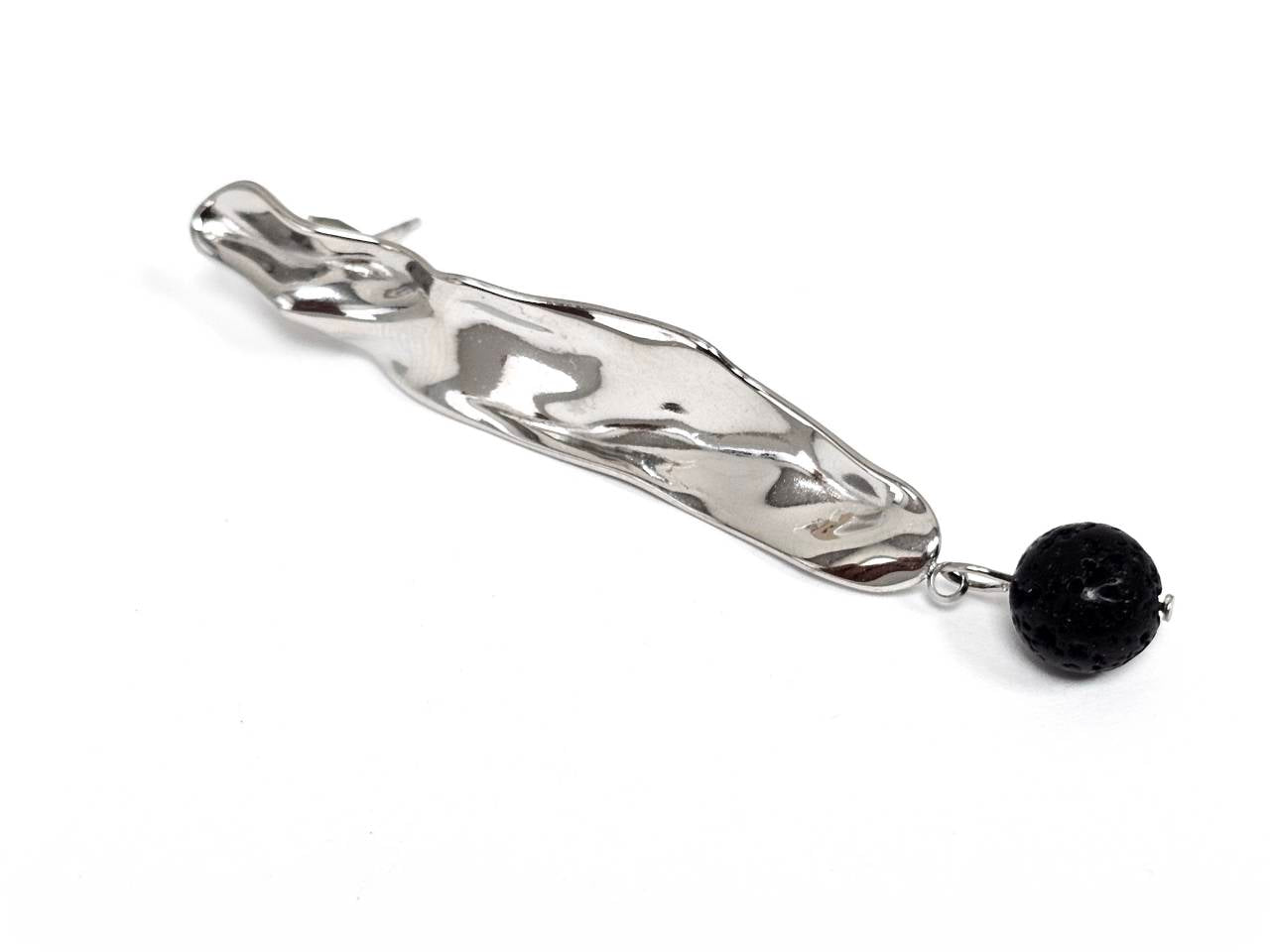 Σκουλαρίκια Πέτρα Ατσάλι 316L, με λάβα σε χρώμα Ασημί