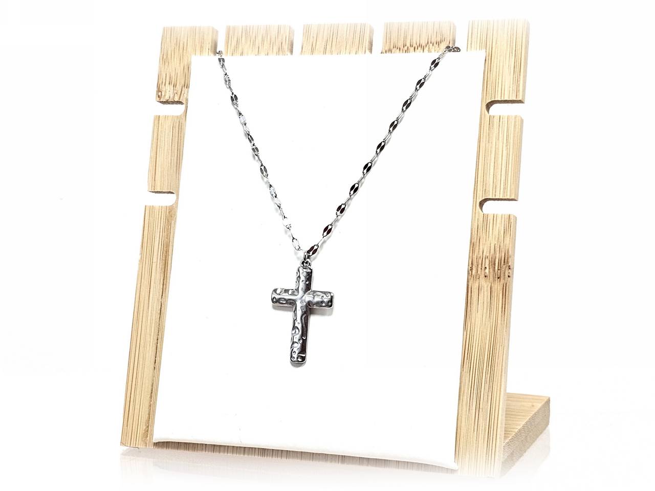 Κολιέ Ατσάλι 316L, αλυσίδα με σταυρό σε χρώμα Ασημί