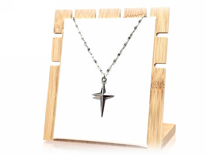 Κολιέ Ατσάλι 316L, αλυσίδα με σταυρό σε χρώμα Ασημί