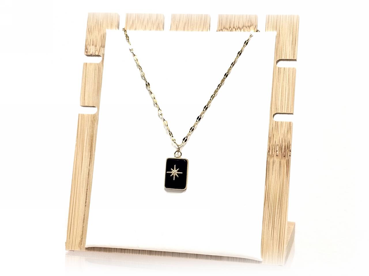 Κολιέ Πέτρα 316L, αλυσίδα με αχάτη σε χρώμα Χρυσαφί