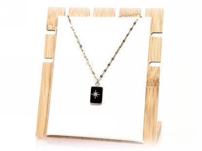 Κολιέ Πέτρα 316L, αλυσίδα με αχάτη σε χρώμα Χρυσαφί