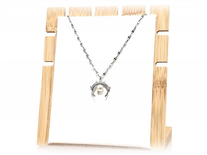 Κολιέ Ατσάλι 316L, αλυσίδα με πέρλα σε χρώμα Ασημί