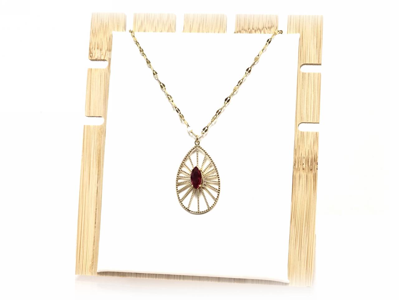 Κολιέ Ατσάλι 316L, αλυσίδα με κρυσταλλάκι σε χρώμα Χρυσαφί