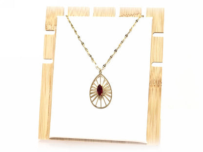 Κολιέ Ατσάλι 316L, αλυσίδα με κρυσταλλάκι σε χρώμα Χρυσαφί