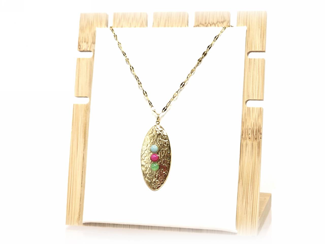 Κολιέ Πέτρα 316L, αλυσίδα με διάφορες πέτρες σε χρώμα Χρυσαφί