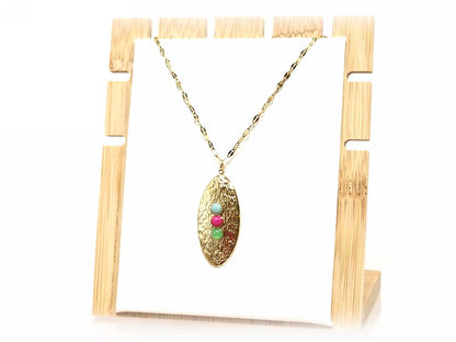 Κολιέ Πέτρα 316L, αλυσίδα με διάφορες πέτρες σε χρώμα Χρυσαφί