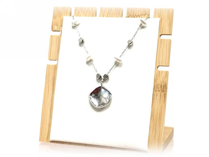 Κολιέ Ατσάλι 316L, αλυσίδα με μαργαριτάρι σε χρώμα Ασημί