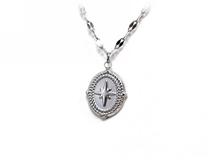 Κολιέ Ατσάλι 316L, αλυσίδα με αστέρι σε χρώμα Ασημί