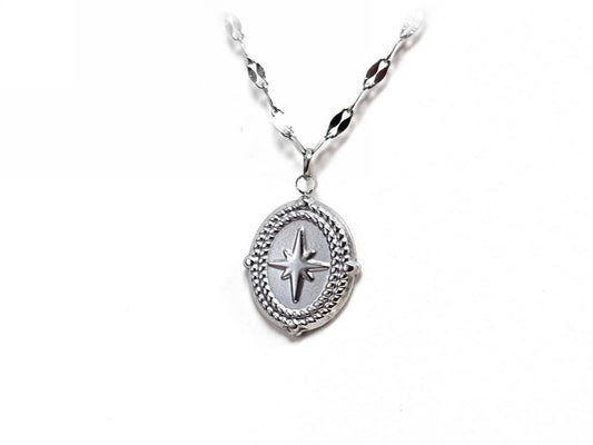 Κολιέ Ατσάλι 316L, αλυσίδα με αστέρι σε χρώμα Ασημί