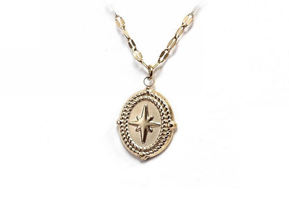 Κολιέ Ατσάλι 316L, αλυσίδα με αστέρι σε χρώμα Χρυσαφί